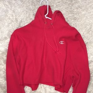 CROPPED CHAMPION HOODIE (RED)
